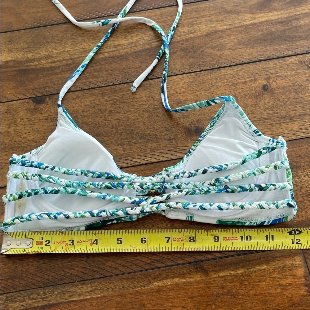 PilyQ 3 piece bikini set top bottom sheer cover up tropical leaf swimwear sz S - Picture 10 of 17